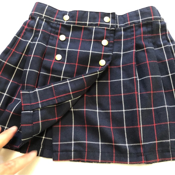 Tommy Hilfiger school girl pleated skirt red/white/blue gold tone snap 4T - Picture 12 of 14